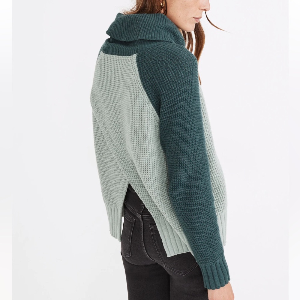 Madewell Colorblock Eastbrook Turtleneck Cross-Back Sweater
